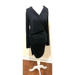 NWT Michael Stars Knit Jersey Long Sleeve Faux Wrap Dress, Size Small